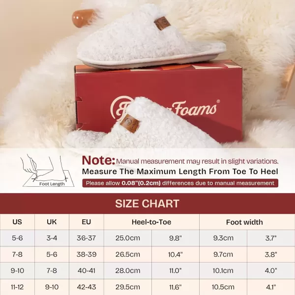 imageEverFoams Womens Fuzzy Slipon Slippers Warm Cozy Soft Lightweight Memory Foam Indoor House ShoesCream White