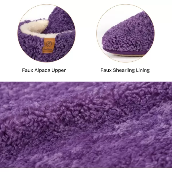 imageEverFoams Womens Fuzzy Slipon Slippers Warm Cozy Soft Lightweight Memory Foam Indoor House ShoesDark Purple