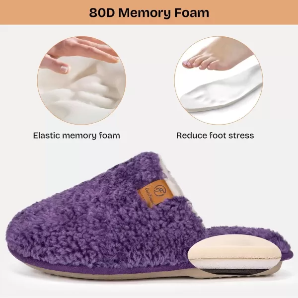 imageEverFoams Womens Fuzzy Slipon Slippers Warm Cozy Soft Lightweight Memory Foam Indoor House ShoesDark Purple