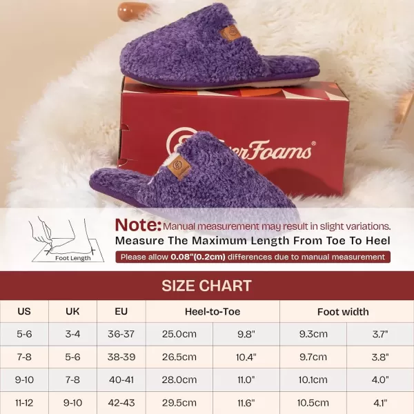 imageEverFoams Womens Fuzzy Slipon Slippers Warm Cozy Soft Lightweight Memory Foam Indoor House ShoesDark Purple