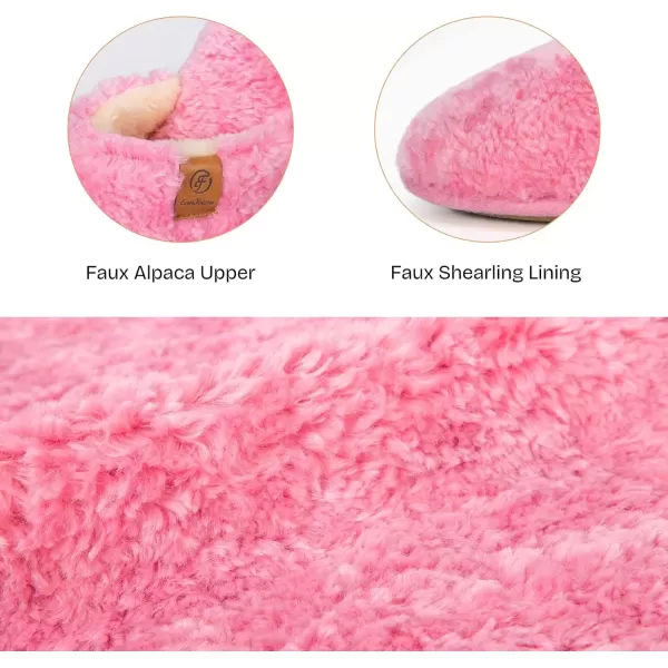 imageEverFoams Womens Fuzzy Slipon Slippers Warm Cozy Soft Lightweight Memory Foam Indoor House ShoesHot Pink