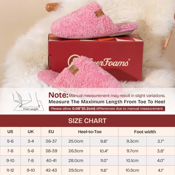 imageEverFoams Womens Fuzzy Slipon Slippers Warm Cozy Soft Lightweight Memory Foam Indoor House ShoesHot Pink
