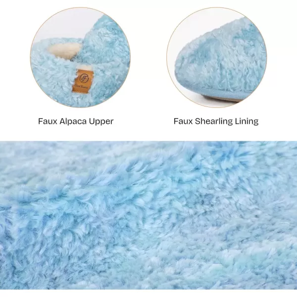 imageEverFoams Womens Fuzzy Slipon Slippers Warm Cozy Soft Lightweight Memory Foam Indoor House ShoesLight Blue