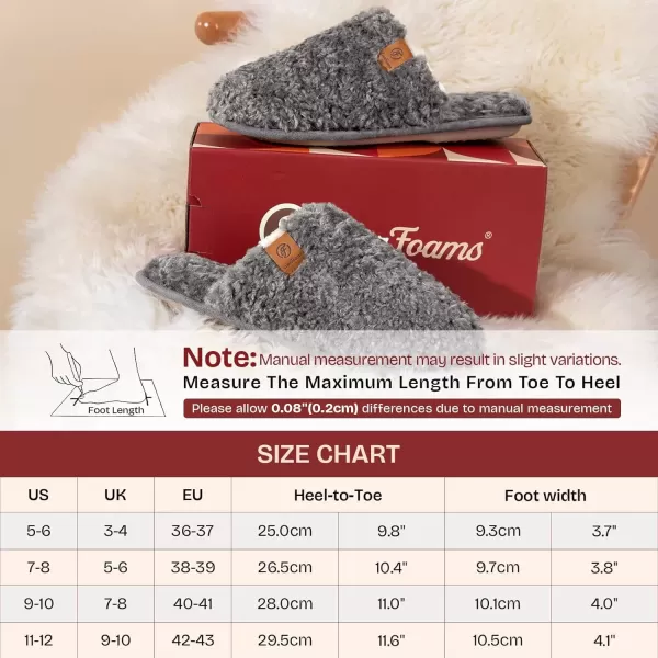 imageEverFoams Womens Fuzzy Slipon Slippers Warm Cozy Soft Lightweight Memory Foam Indoor House ShoesOxford Gray