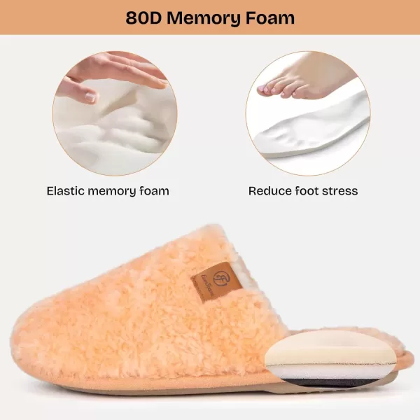imageEverFoams Womens Fuzzy Slipon Slippers Warm Cozy Soft Lightweight Memory Foam Indoor House ShoesPeach