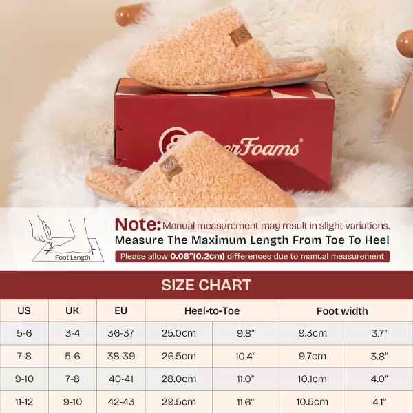 imageEverFoams Womens Fuzzy Slipon Slippers Warm Cozy Soft Lightweight Memory Foam Indoor House ShoesPeach