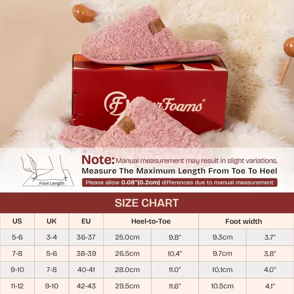 imageEverFoams Womens Fuzzy Slipon Slippers Warm Cozy Soft Lightweight Memory Foam Indoor House ShoesPink