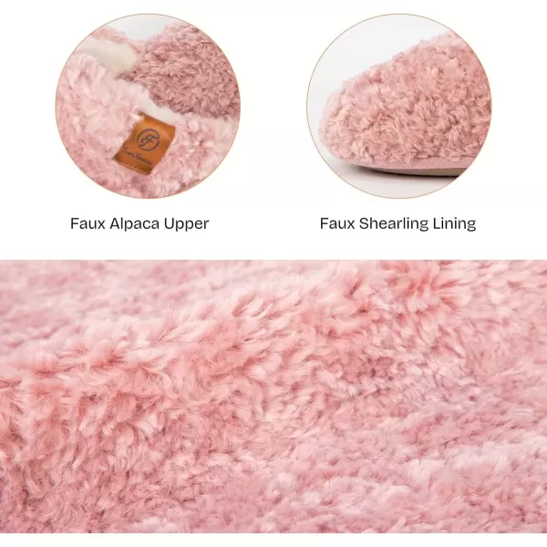 imageEverFoams Womens Fuzzy Slipon Slippers Warm Cozy Soft Lightweight Memory Foam Indoor House ShoesPink