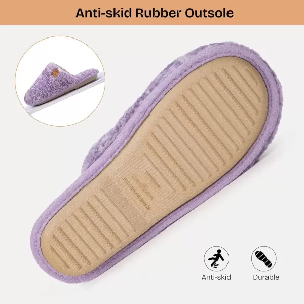 imageEverFoams Womens Fuzzy Slipon Slippers Warm Cozy Soft Lightweight Memory Foam Indoor House ShoesPurple