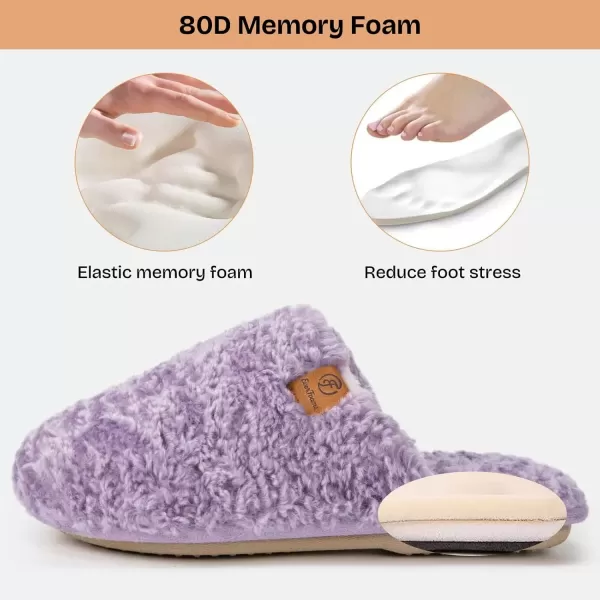 imageEverFoams Womens Fuzzy Slipon Slippers Warm Cozy Soft Lightweight Memory Foam Indoor House ShoesPurple