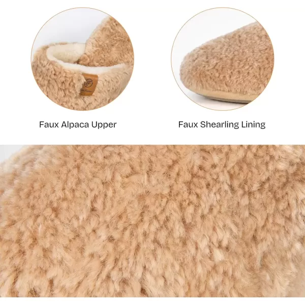 imageEverFoams Womens Fuzzy Slipon Slippers Warm Cozy Soft Lightweight Memory Foam Indoor House ShoesSand