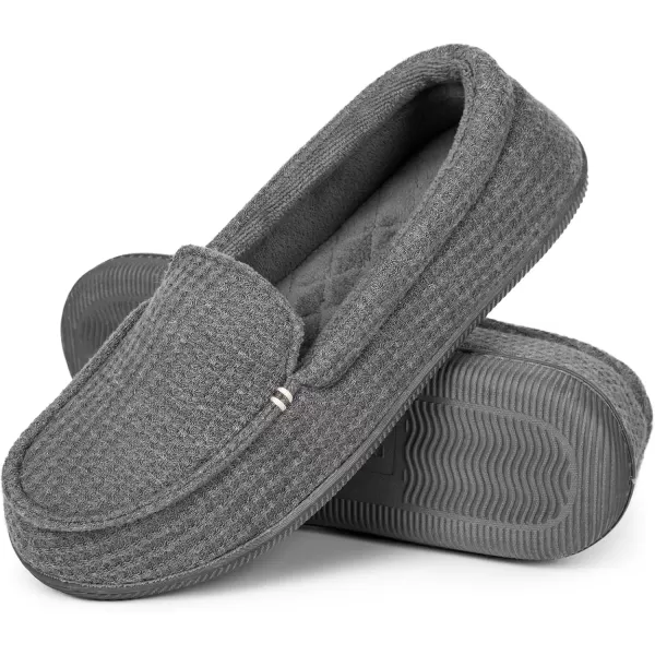 imageEverFoams Womens Lightweight Indoor Outdoor Memory Foam House Shoes Comfy Breathable Waffle Knitted Moccasins Loafer Slippers