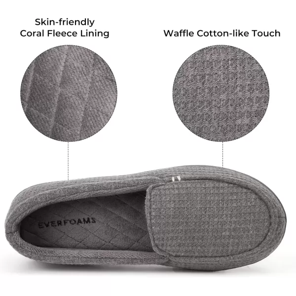 imageEverFoams Womens Lightweight Indoor Outdoor Memory Foam House Shoes Comfy Breathable Waffle Knitted Moccasins Loafer Slippers