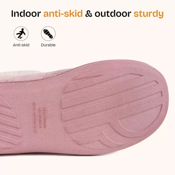 imageEverFoams Womens Micro Suede Cozy Memory Foam Winter Slippers with Fuzzy Faux Fur Collar and Indoor Outdoor Rubber SoleBaby Pink