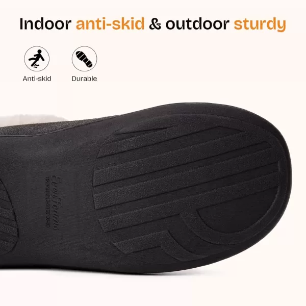 imageEverFoams Womens Micro Suede Cozy Memory Foam Winter Slippers with Fuzzy Faux Fur Collar and Indoor Outdoor Rubber SoleBlack