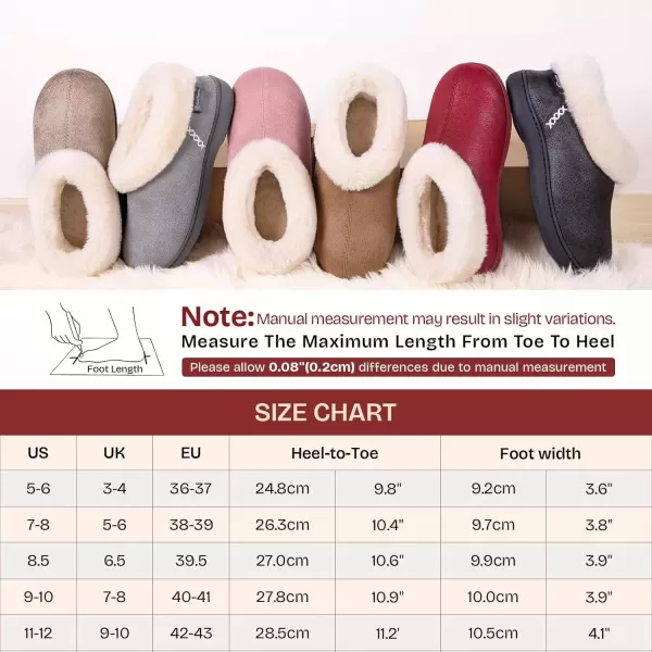 imageEverFoams Womens Micro Suede Cozy Memory Foam Winter Slippers with Fuzzy Faux Fur Collar and Indoor Outdoor Rubber SoleDark Grey