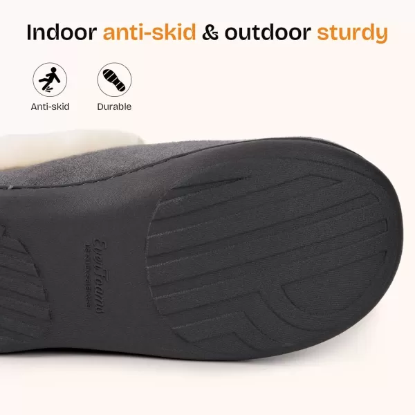 imageEverFoams Womens Micro Suede Cozy Memory Foam Winter Slippers with Fuzzy Faux Fur Collar and Indoor Outdoor Rubber SoleDark Grey