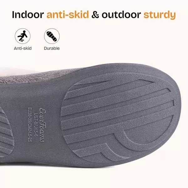 imageEverFoams Womens Micro Suede Cozy Memory Foam Winter Slippers with Fuzzy Faux Fur Collar and Indoor Outdoor Rubber SoleGrey