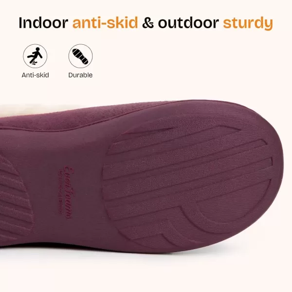 imageEverFoams Womens Micro Suede Cozy Memory Foam Winter Slippers with Fuzzy Faux Fur Collar and Indoor Outdoor Rubber SolePurple