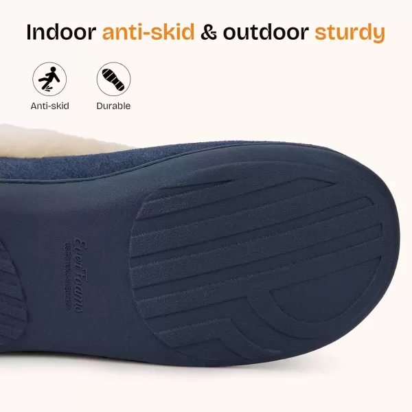 imageEverFoams Womens Micro Suede Cozy Memory Foam Winter Slippers with Fuzzy Faux Fur Collar and Indoor Outdoor Rubber SoleSailor Blue