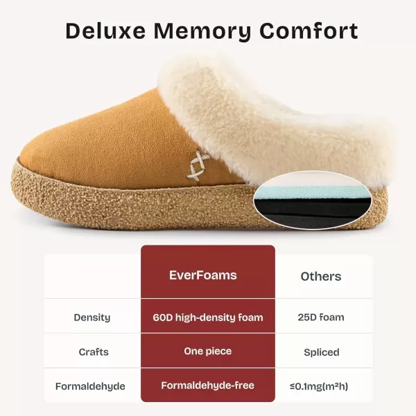imageEverFoams Womens Microsuede Slippers Comfy Memory Foam Nonslip Indoor House Shoes with Fuzzy CollarChestnut