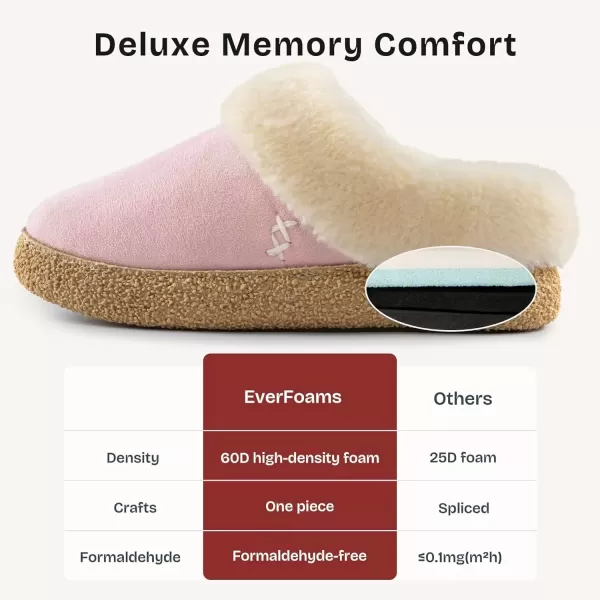 imageEverFoams Womens Microsuede Slippers Comfy Memory Foam Nonslip Indoor House Shoes with Fuzzy CollarJoyful Pink