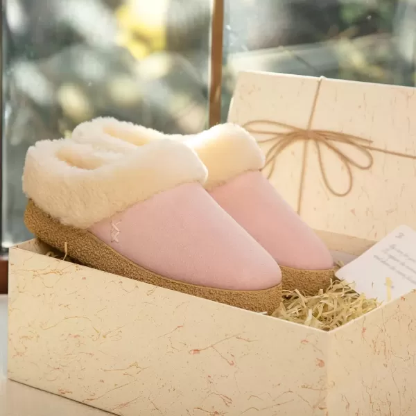 imageEverFoams Womens Microsuede Slippers Comfy Memory Foam Nonslip Indoor House Shoes with Fuzzy CollarJoyful Pink
