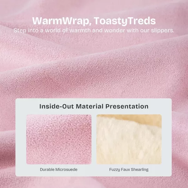 imageEverFoams Womens Microsuede Slippers Comfy Memory Foam Nonslip Indoor House Shoes with Fuzzy CollarJoyful Pink