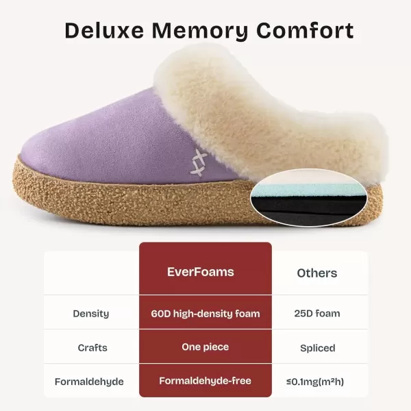 imageEverFoams Womens Microsuede Slippers Comfy Memory Foam Nonslip Indoor House Shoes with Fuzzy CollarPurple