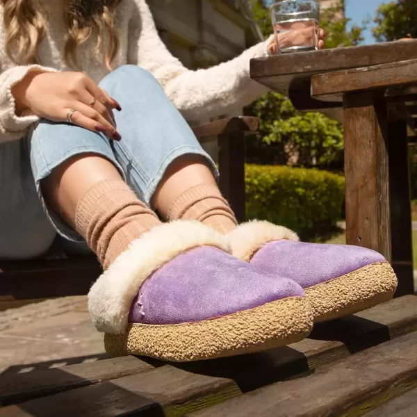 imageEverFoams Womens Microsuede Slippers Comfy Memory Foam Nonslip Indoor House Shoes with Fuzzy CollarPurple