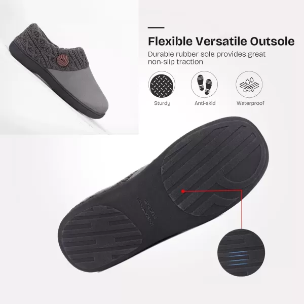 imageEverFoams Womens Microsuede Slippers Warm Comfy Memory Foam Indoor House Shoes with Knit CollarLight Gray