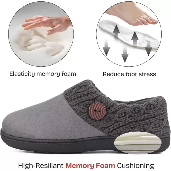 imageEverFoams Womens Microsuede Slippers Warm Comfy Memory Foam Indoor House Shoes with Knit CollarLight Gray