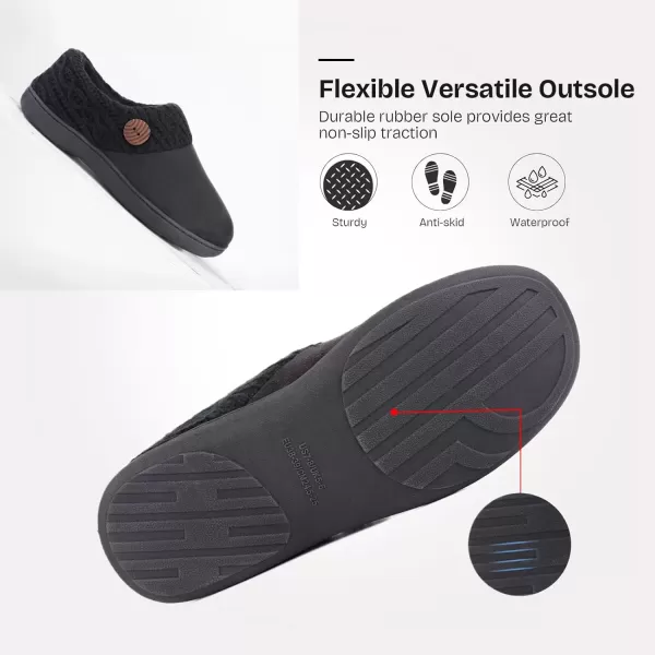 imageEverFoams Womens Microsuede Slippers Warm Comfy Memory Foam Indoor House Shoes with Knit CollarMysterious Black