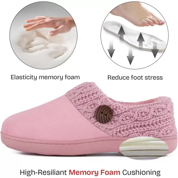 imageEverFoams Womens Microsuede Slippers Warm Comfy Memory Foam Indoor House Shoes with Knit CollarPink