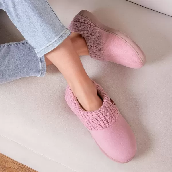 imageEverFoams Womens Microsuede Slippers Warm Comfy Memory Foam Indoor House Shoes with Knit CollarPink
