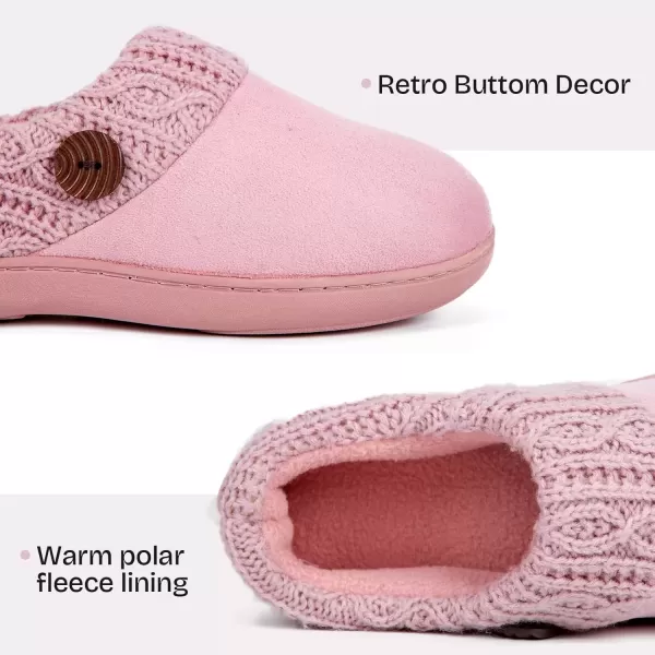 imageEverFoams Womens Microsuede Slippers Warm Comfy Memory Foam Indoor House Shoes with Knit CollarPink