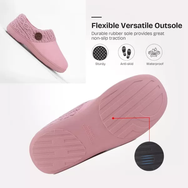 imageEverFoams Womens Microsuede Slippers Warm Comfy Memory Foam Indoor House Shoes with Knit CollarPink