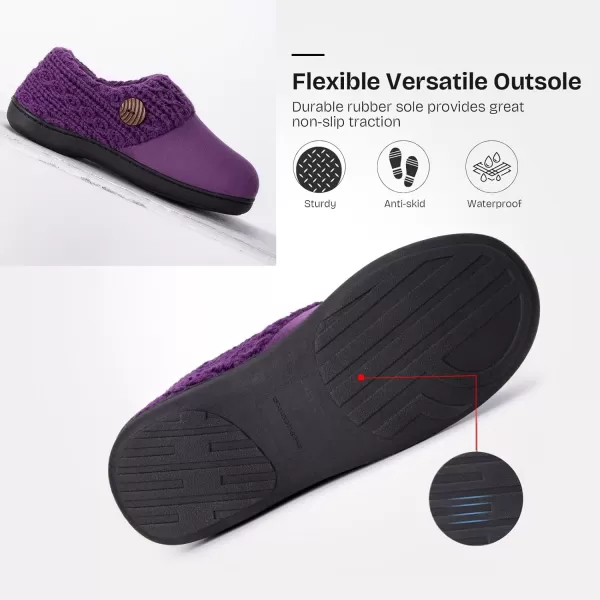 imageEverFoams Womens Microsuede Slippers Warm Comfy Memory Foam Indoor House Shoes with Knit CollarPurple