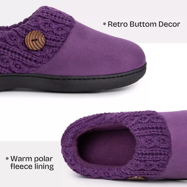imageEverFoams Womens Microsuede Slippers Warm Comfy Memory Foam Indoor House Shoes with Knit CollarPurple