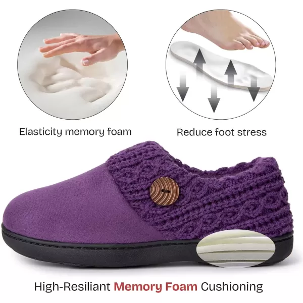 imageEverFoams Womens Microsuede Slippers Warm Comfy Memory Foam Indoor House Shoes with Knit CollarPurple