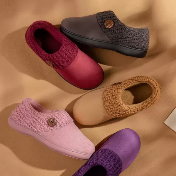 imageEverFoams Womens Microsuede Slippers Warm Comfy Memory Foam Indoor House Shoes with Knit CollarTan