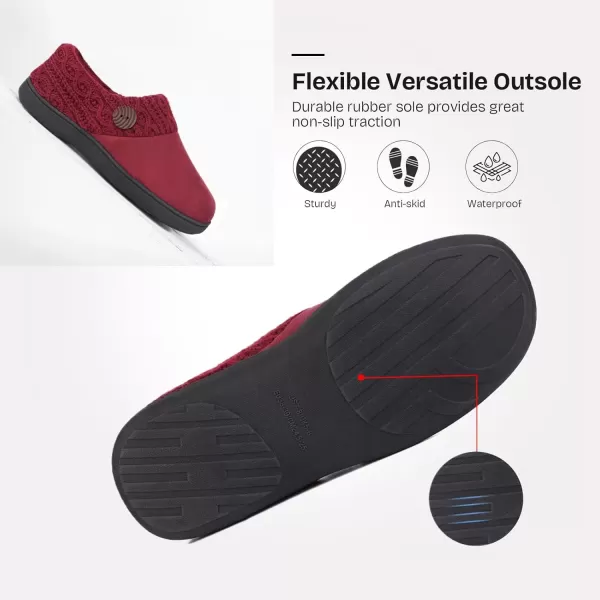 imageEverFoams Womens Microsuede Slippers Warm Comfy Memory Foam Indoor House Shoes with Knit CollarWine Burgundy