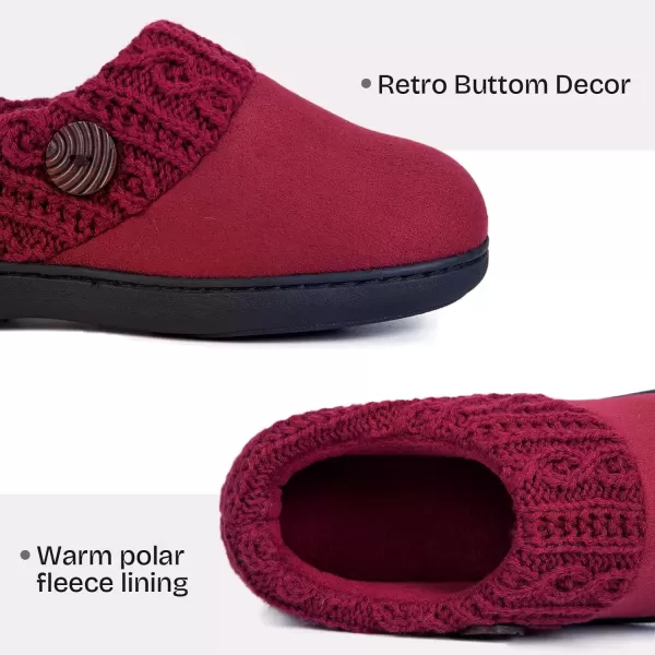 imageEverFoams Womens Microsuede Slippers Warm Comfy Memory Foam Indoor House Shoes with Knit CollarWine Burgundy
