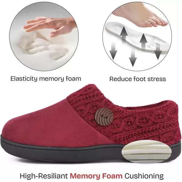 imageEverFoams Womens Microsuede Slippers Warm Comfy Memory Foam Indoor House Shoes with Knit CollarWine Burgundy