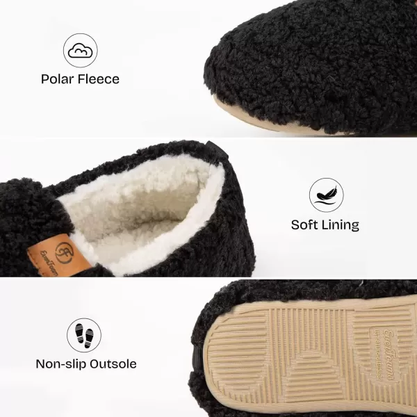 imageEverFoams Womens Soft Curly Full Slippers Memory Foam Lightweight House Shoes Cozy Loafer with Polar Fleece LiningBlack