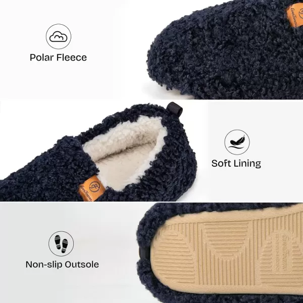 imageEverFoams Womens Soft Curly Full Slippers Memory Foam Lightweight House Shoes Cozy Loafer with Polar Fleece LiningDark Navy