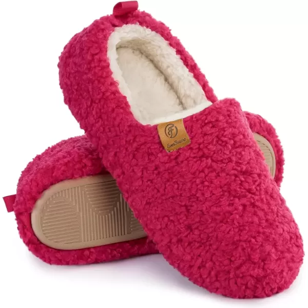 imageEverFoams Womens Soft Curly Full Slippers Memory Foam Lightweight House Shoes Cozy Loafer with Polar Fleece LiningFuchsia Rose
