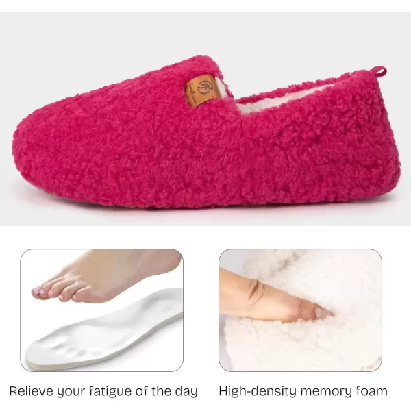 imageEverFoams Womens Soft Curly Full Slippers Memory Foam Lightweight House Shoes Cozy Loafer with Polar Fleece LiningFuchsia Rose