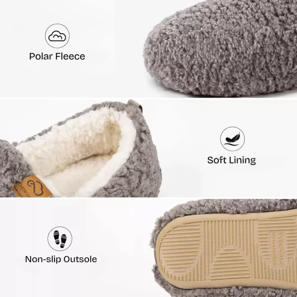imageEverFoams Womens Soft Curly Full Slippers Memory Foam Lightweight House Shoes Cozy Loafer with Polar Fleece LiningGrey