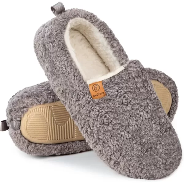 imageEverFoams Womens Soft Curly Full Slippers Memory Foam Lightweight House Shoes Cozy Loafer with Polar Fleece LiningGrey